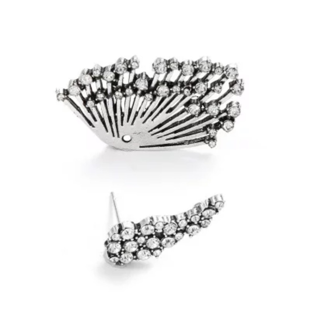 ⚜️[𝟯/$𝟮𝟴]⚜️Big Crystal Silver Gun Earrings New - Picture 12 of 15